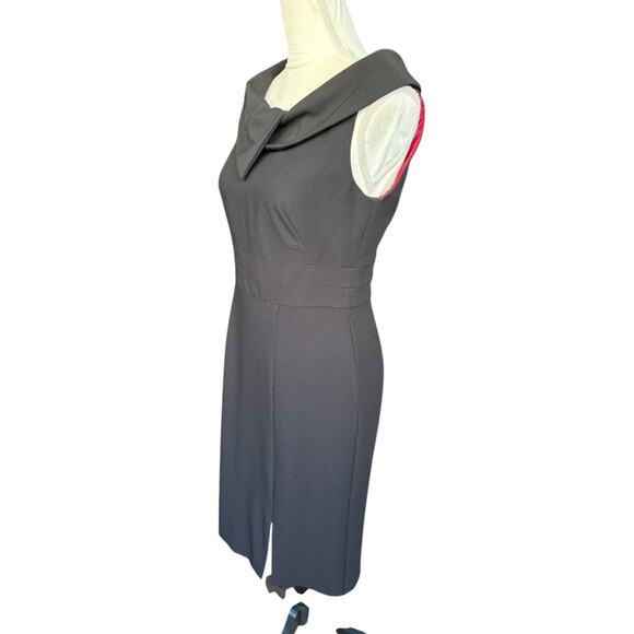 White House Black Market Black Jackie O Cowl-like Neckline Midi Dress - 4 - Picture 5 of 7